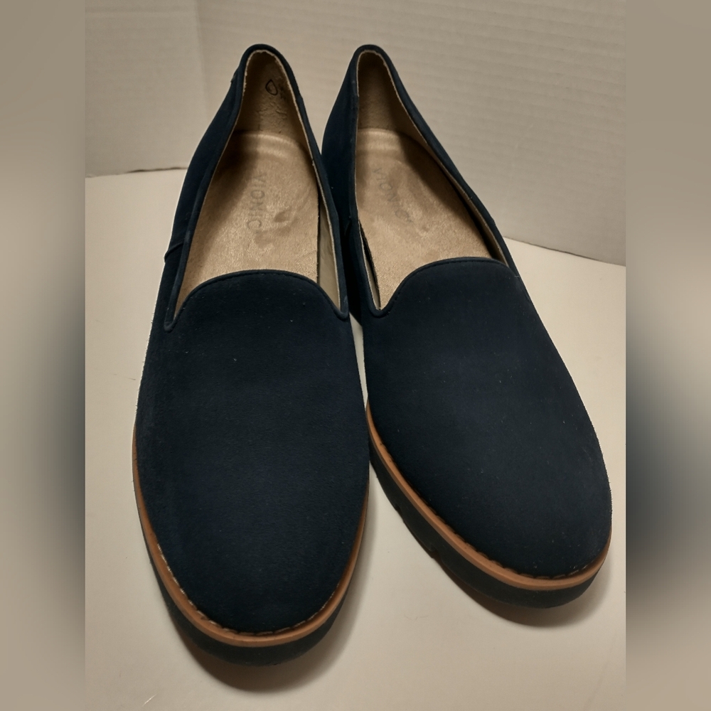 Like‎ NEW Vionic Willa Suede Wedge Slip On Loafer, Navy, Support, Women Size 8.5 - Picture 3 of 11